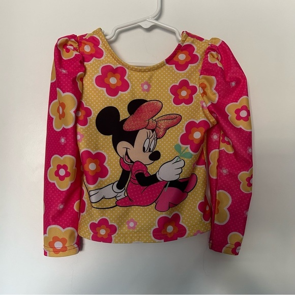 3 for $20 🐣 Disney Junior Full Sleeve Minnie Mouse Floral Sun & Swim Top - Picture 3 of 9